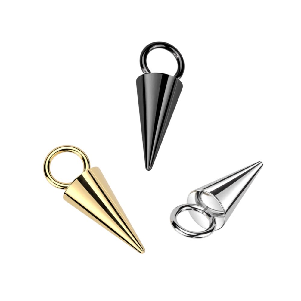 ASTM F136 Titanium Implant Grade Titanium Dangle Cone Charm for Hoops,...