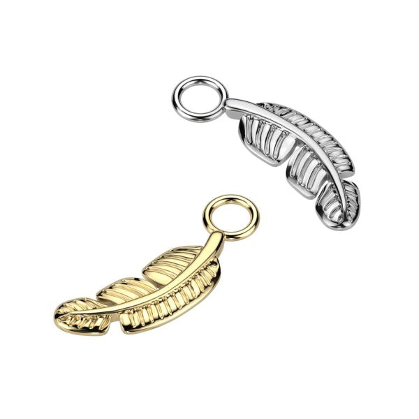 ASTM F136 Titanium Implant Grade Titanium Dangle Leaf Charm for Hoops,...