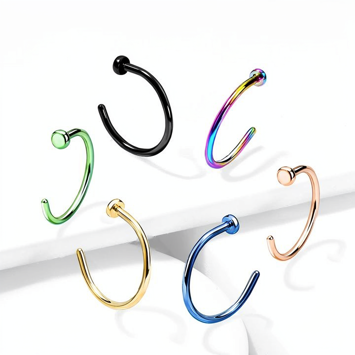 ASTM F136 Titanium Implant Grade Titanium PVD Plated Flat Top Nose Hoop