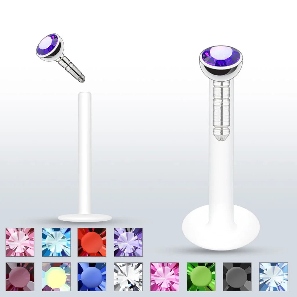 Acrylic Push-in Labret/Monroe W/Press Fit Gem Stone