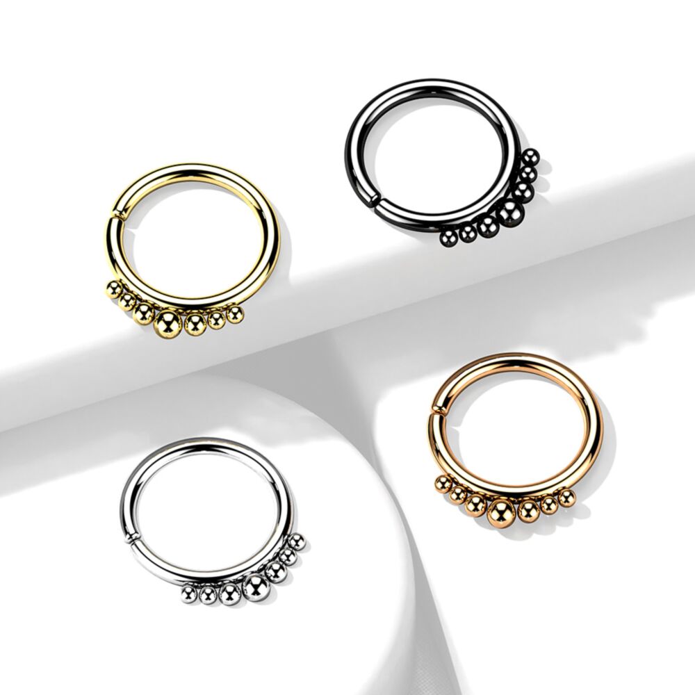 All 316L Surgical Steel Bendable Hoop Ring With Outer Graduated Balls for Cartilage, Nose, Septum and More