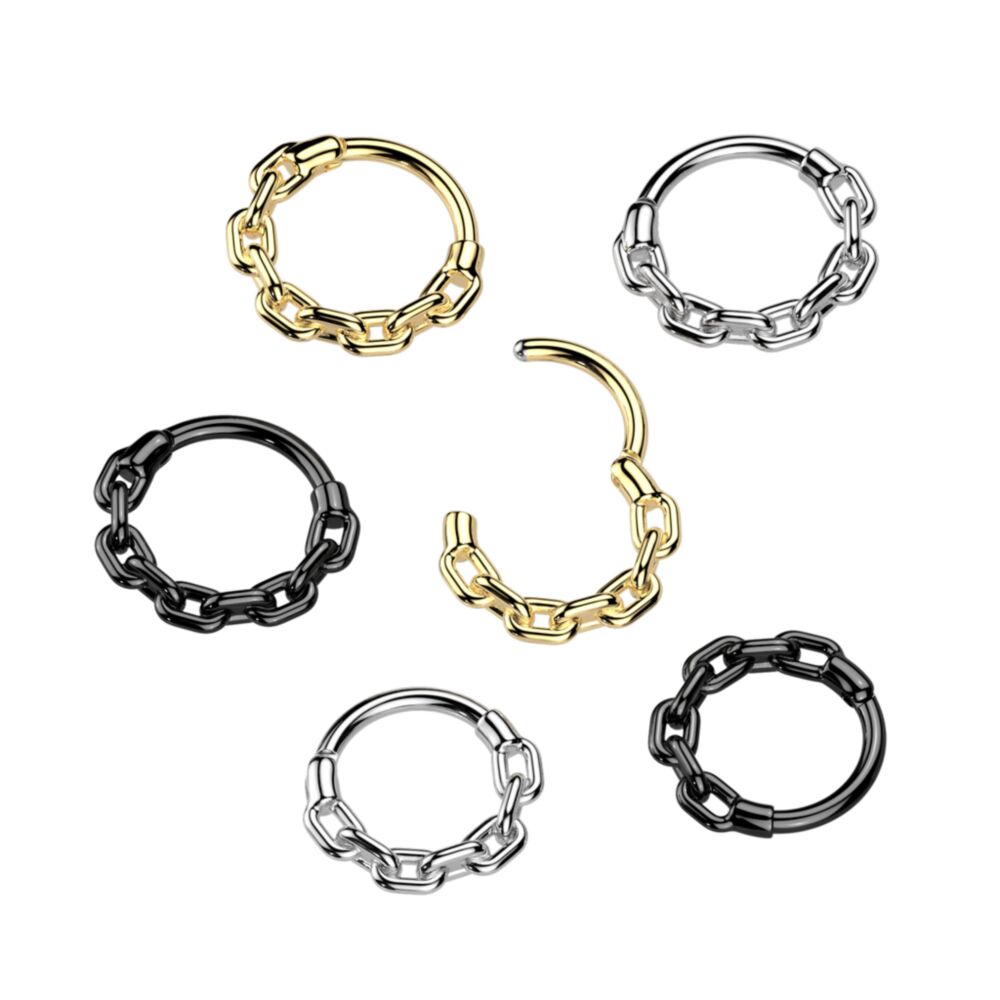 All 316L Surgical Steel Chain Link Hinged Segment Hoop Ring