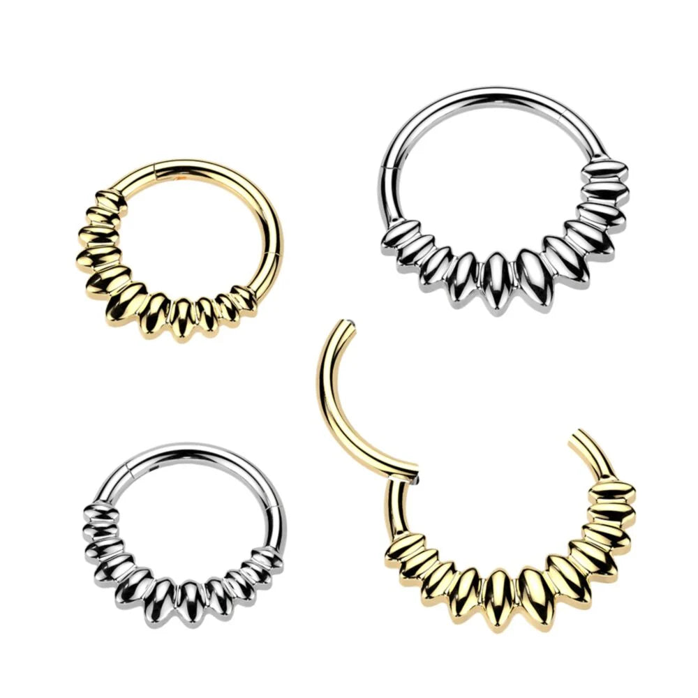 All 316L Surgical Steel Marquise Fan Hinged Segment Hoop Ring