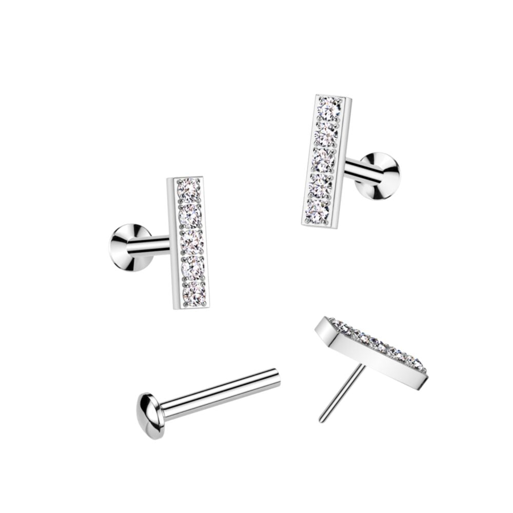 All 316L Surgical Steel Threadless Push In Flat Back Stud With Convex...
