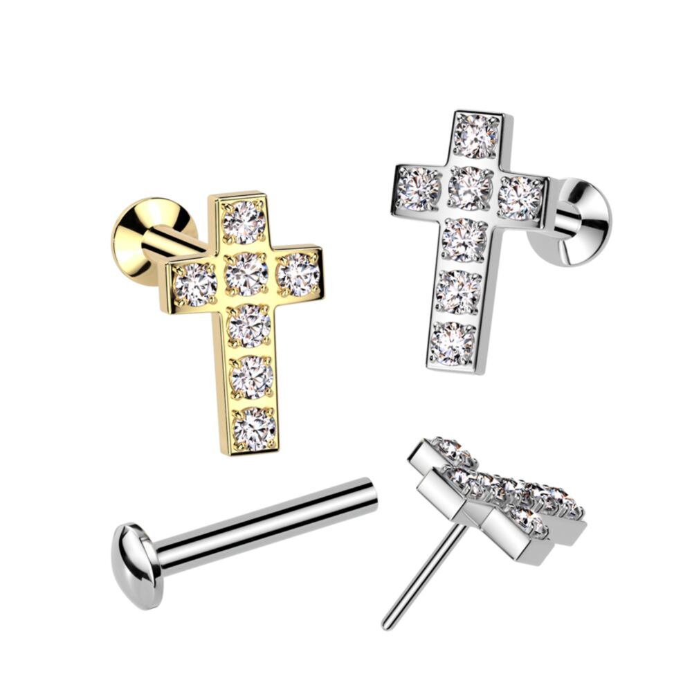 All 316L Surgical Steel Threadless Push In Labret With Convex Back and...