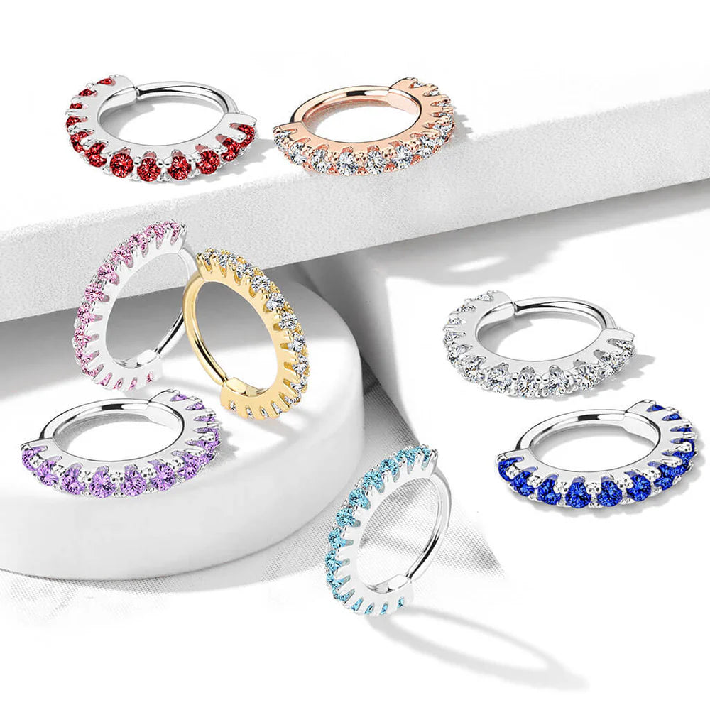 All Brass Side CZ Lined Bendable Hoops for Nose, Cartilage, Daith, and More
