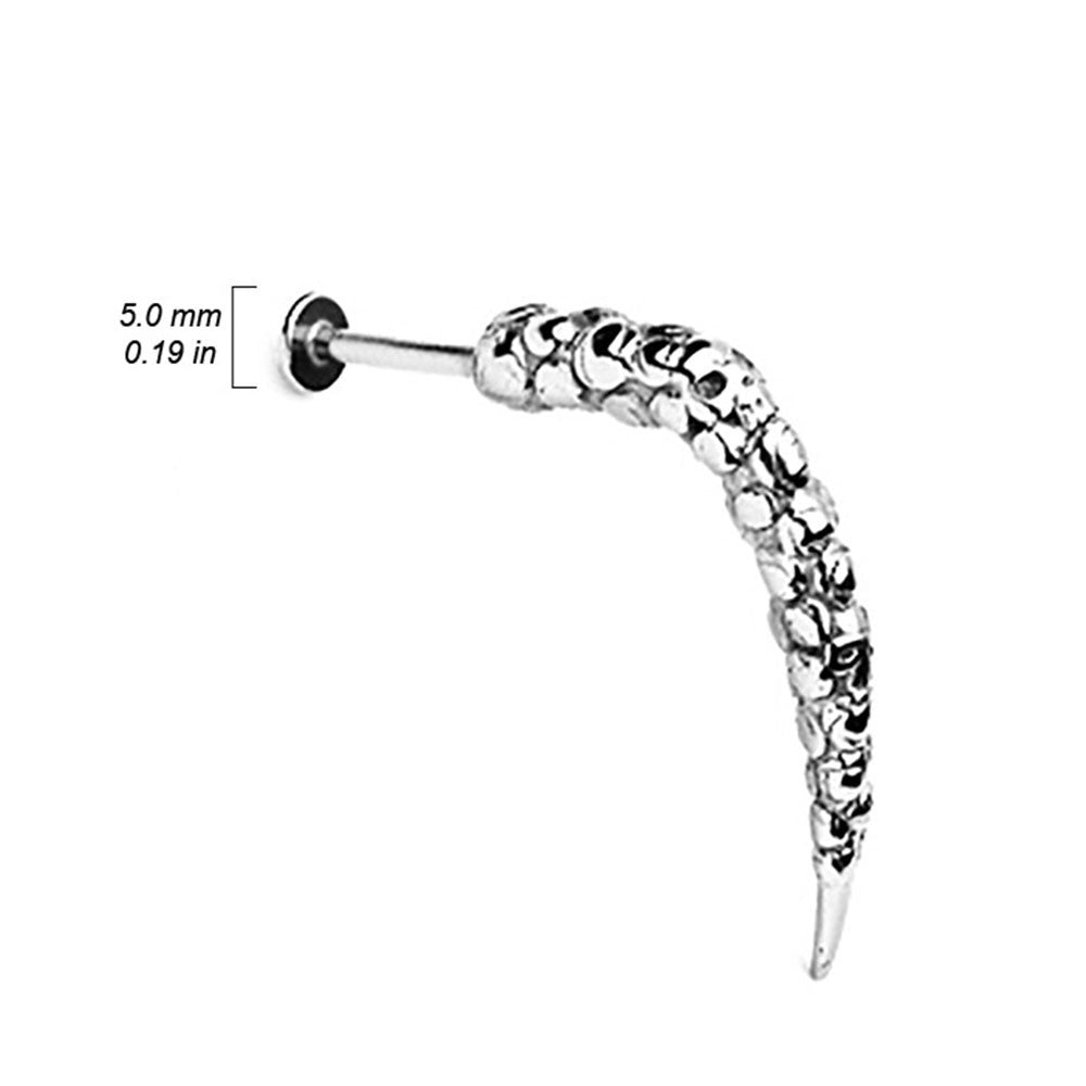 Artistic Skull Carved Long Claw Labret 316L Surgical Steel