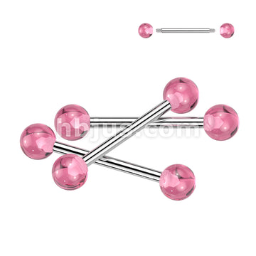 24 Pc Assorted Pack of 316L Externally Threaded Barbells With UV Acrylic Balls - Image 7