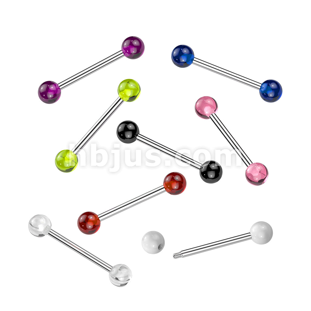 24 Pc Assorted Pack of 316L Externally Threaded Barbells With UV Acrylic Balls