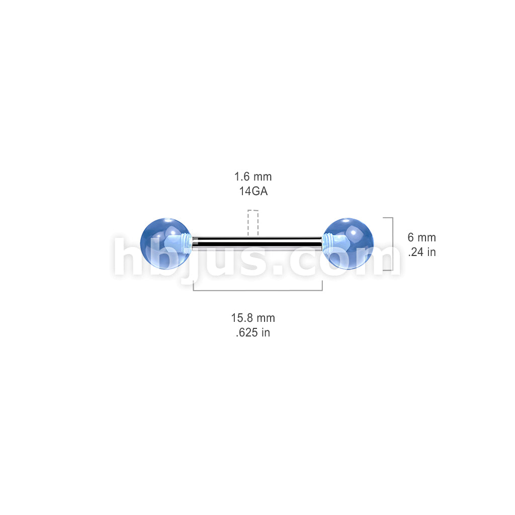 316L Surgical Steel 14G,316L Barbell W/ Acrylic Ball - Image 4
