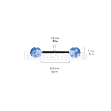 316L Surgical Steel 14G,316L Barbell W/ Acrylic Ball - Image 4