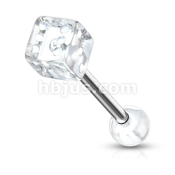 316L Surgical Steel 10,12,14ga Barbell W/ 1 Acrylic Dice End - Image 4