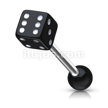 316L Surgical Steel 10,12,14ga Barbell W/ 1 Acrylic Dice End - Image 6