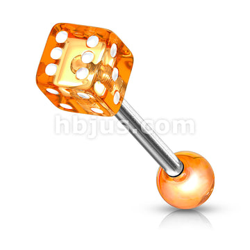 316L Surgical Steel 10,12,14ga Barbell W/ 1 Acrylic Dice End - Image 7