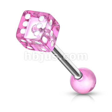 316L Surgical Steel 10,12,14ga Barbell W/ 1 Acrylic Dice End - Image 8