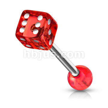 316L Surgical Steel 10,12,14ga Barbell W/ 1 Acrylic Dice End - Image 9
