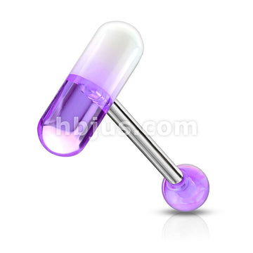 316L Surgical Steel Acrylic 2-Color Pill Barbell - Image 2