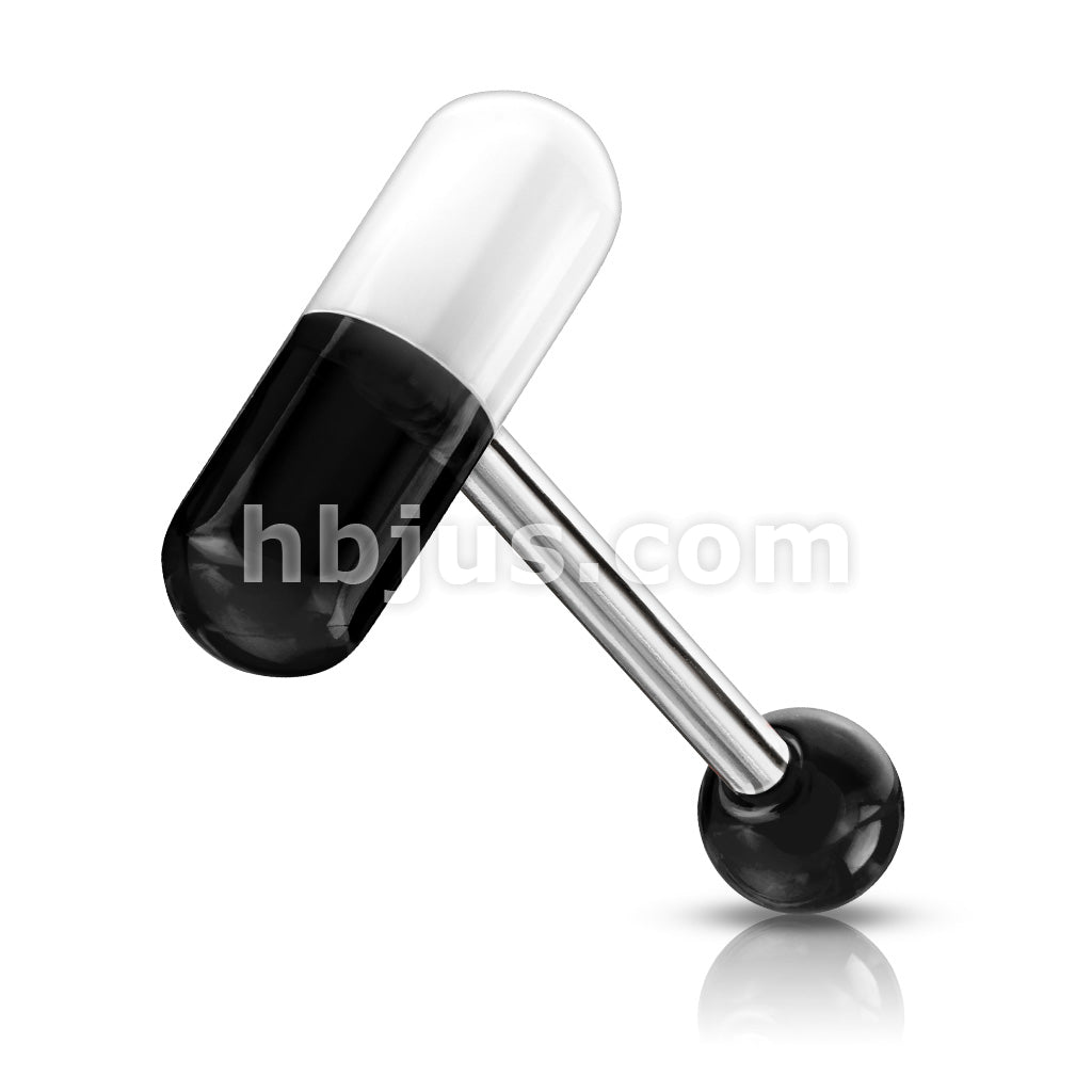 316L Surgical Steel Acrylic 2-Color Pill Barbell - Image 5