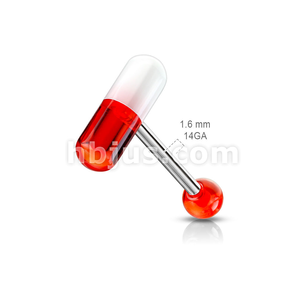316L Surgical Steel Acrylic 2-Color Pill Barbell - Image 9