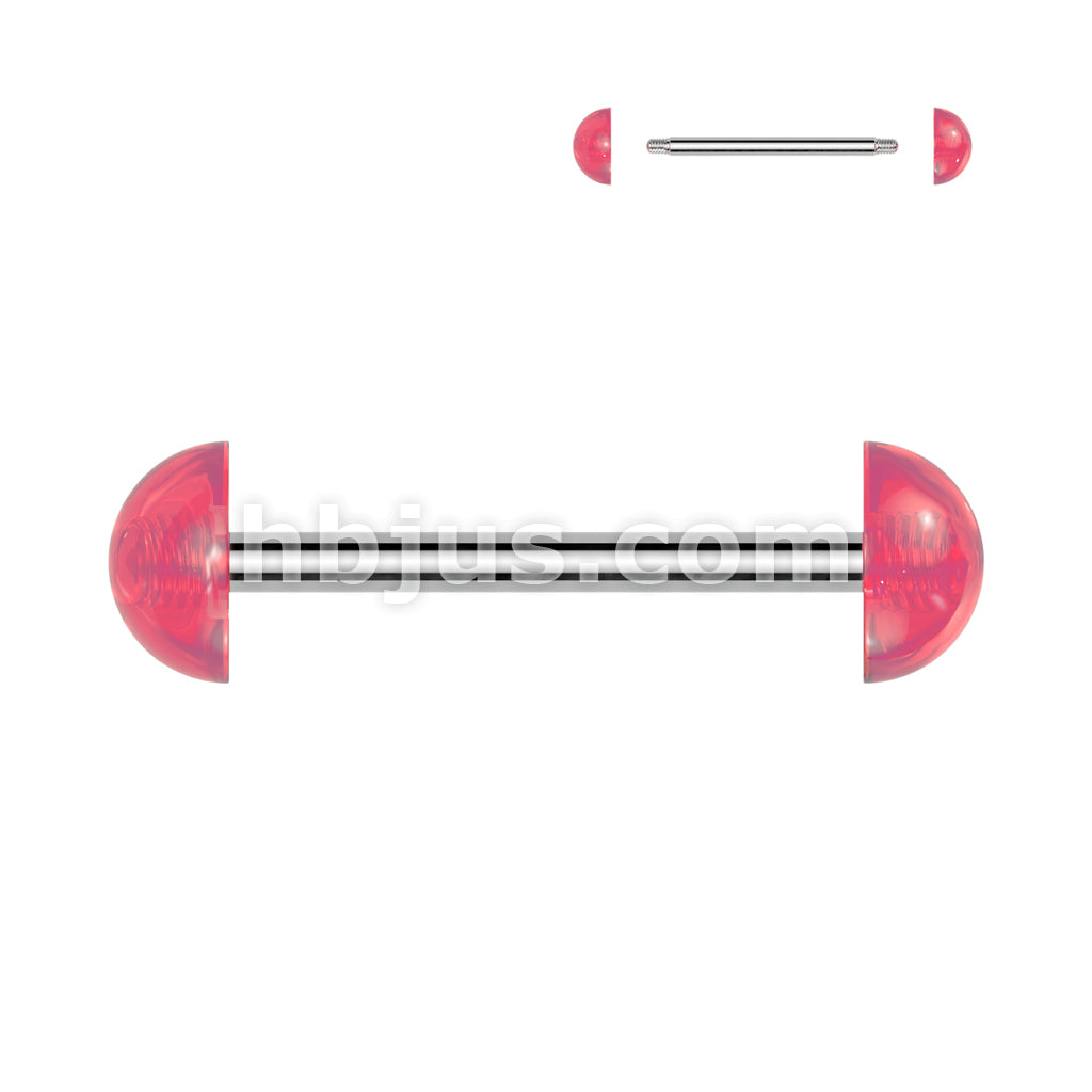 316L Surgical Steel 316L Surgical Steel Barbells With Acrylic Dome Ends - Image 3