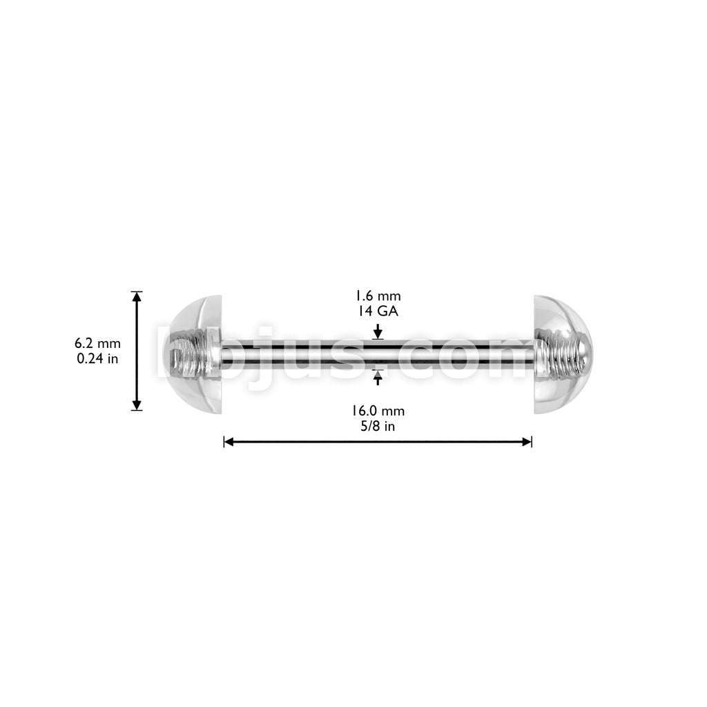 316L Surgical Steel 316L Surgical Steel Barbells With Acrylic Dome Ends - Image 5