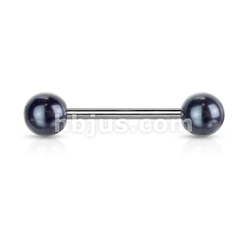 316L Surgical Steel Pearlish Coat Acrylic Balls 316L Surgical Steel Barbell - Image 2