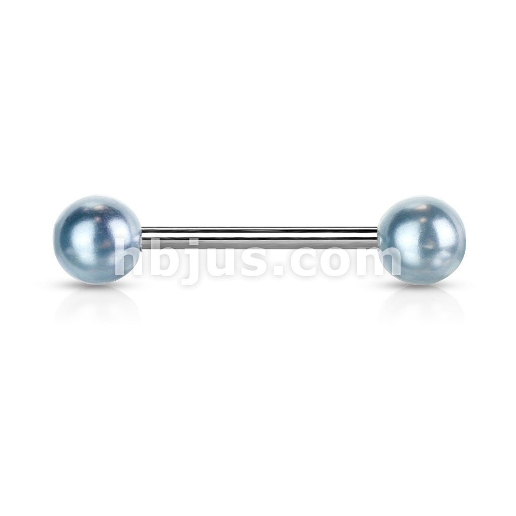 316L Surgical Steel Pearlish Coat Acrylic Balls 316L Surgical Steel Barbell - Image 3