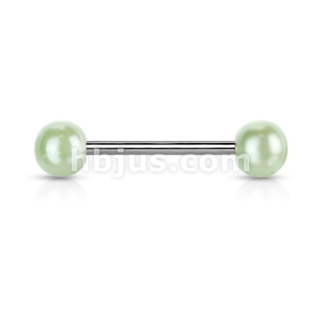 316L Surgical Steel Pearlish Coat Acrylic Balls 316L Surgical Steel Barbell - Image 4
