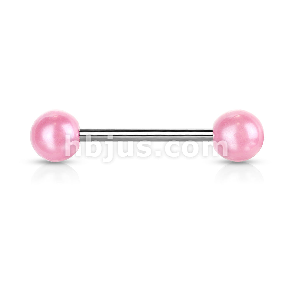316L Surgical Steel Pearlish Coat Acrylic Balls 316L Surgical Steel Barbell - Image 5