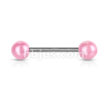 316L Surgical Steel Pearlish Coat Acrylic Balls 316L Surgical Steel Barbell - Image 5