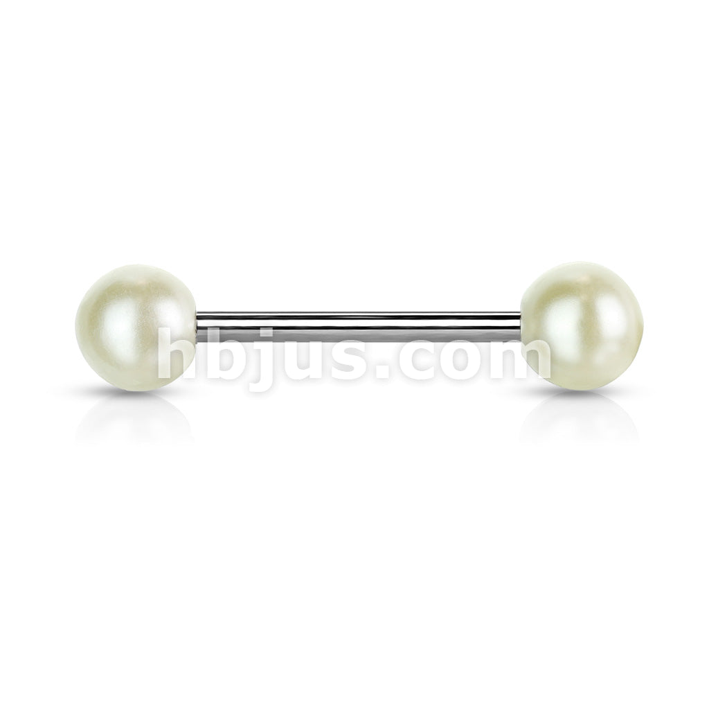 316L Surgical Steel Pearlish Coat Acrylic Balls 316L Surgical Steel Barbell - Image 6