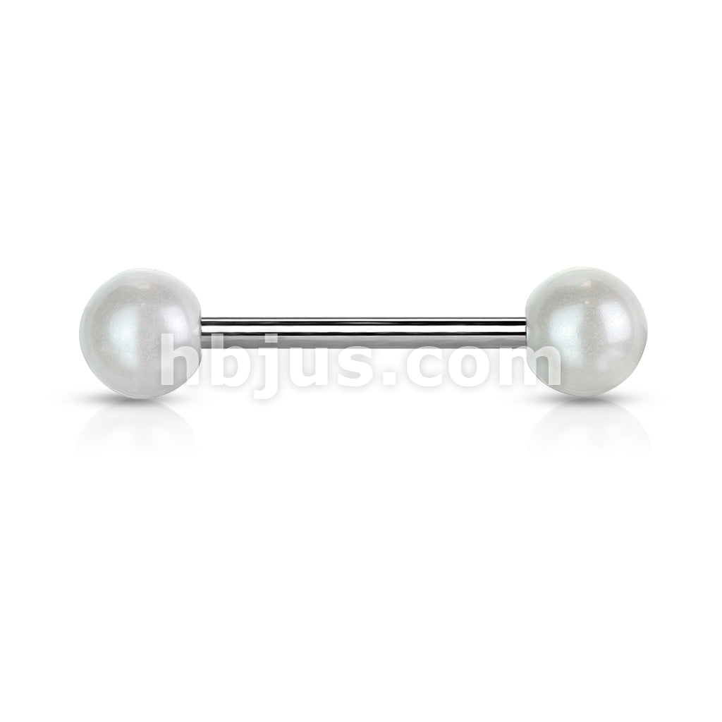 316L Surgical Steel Pearlish Coat Acrylic Balls 316L Surgical Steel Barbell - Image 7