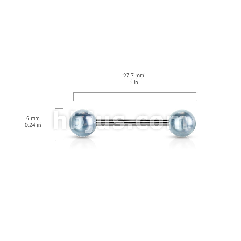 316L Surgical Steel Pearlish Coat Acrylic Balls 316L Surgical Steel Barbell - Image 9