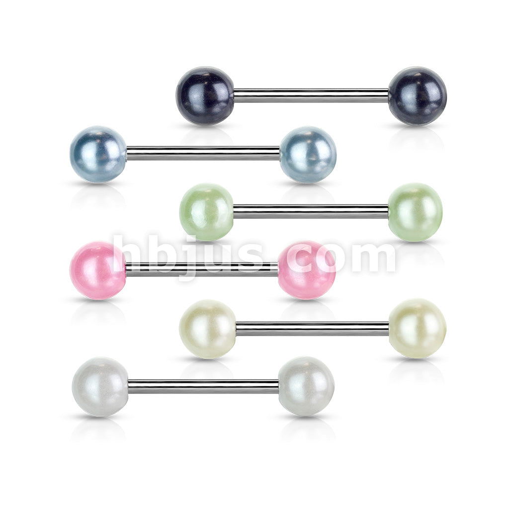 316L Surgical Steel Pearlish Coat Acrylic Balls 316L Surgical Steel Barbell - Image 8