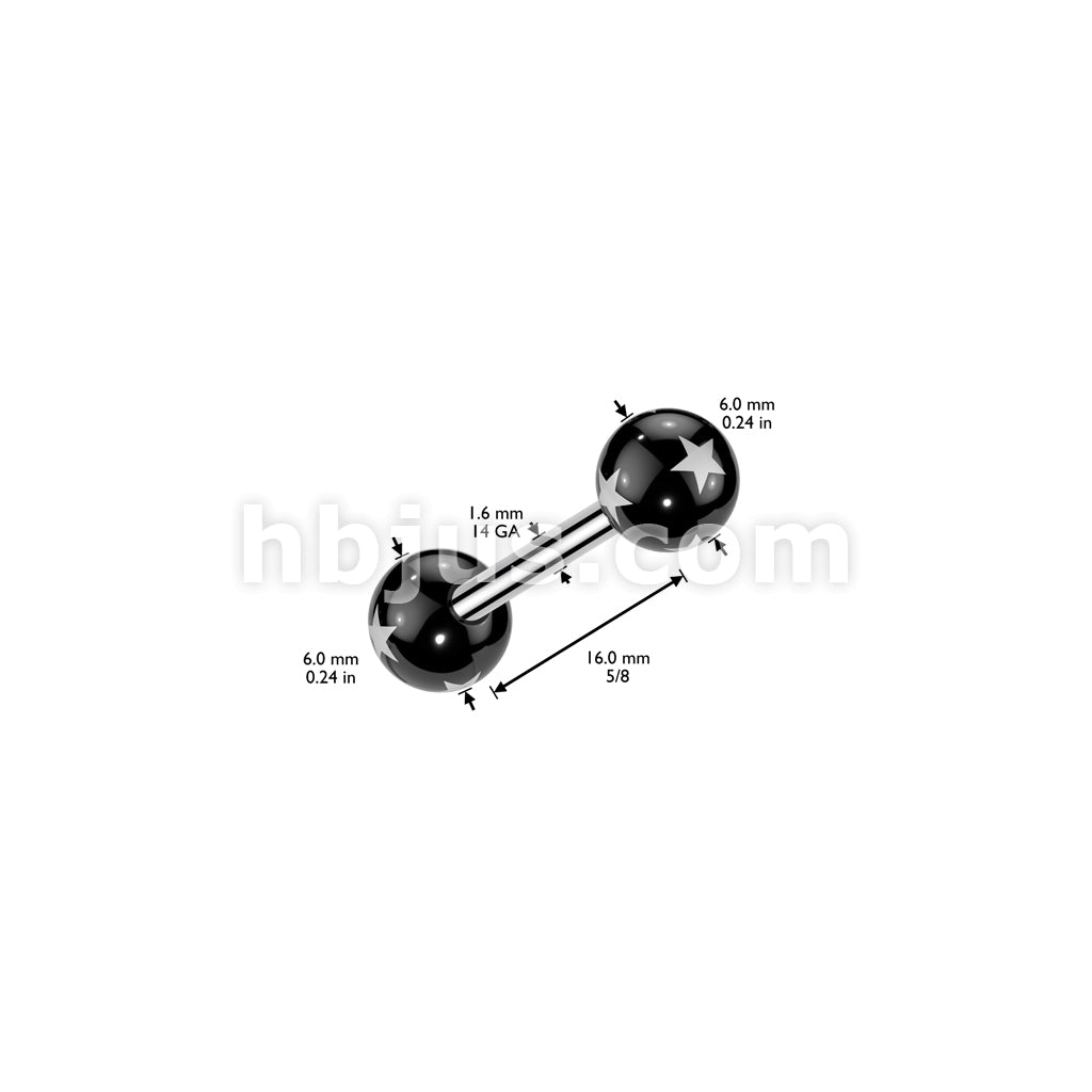 Multi Star Acrylic Balls 316L Surgical Steel Barbell - Image 4