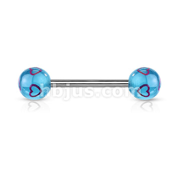 Printed Multi Heart Balls 316L Barbell - Image 2