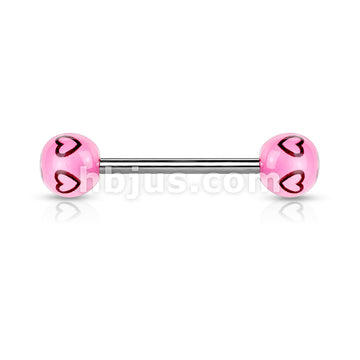 Printed Multi Heart Balls 316L Barbell - Image 3