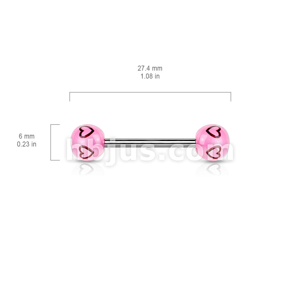 Printed Multi Heart Balls 316L Barbell - Image 4