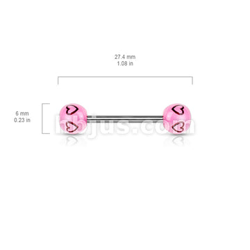 Printed Multi Heart Balls 316L Barbell - Image 4