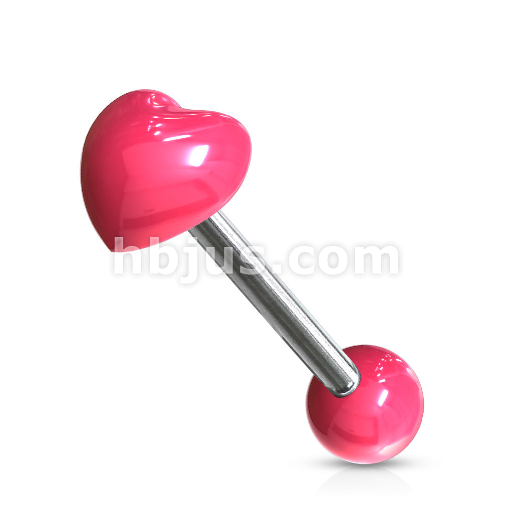 Heart Acrylic Top 316L Surgical Steel 14g Barbell - Image 4