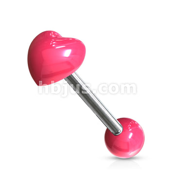 Heart Acrylic Top 316L Surgical Steel 14g Barbell - Image 4