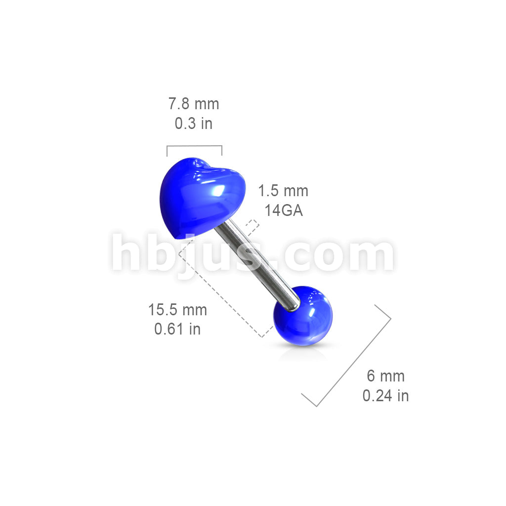 Heart Acrylic Top 316L Surgical Steel 14g Barbell - Image 7