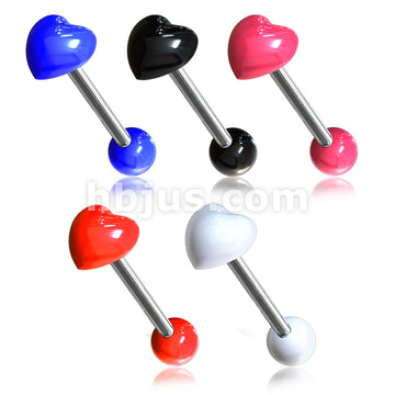 Heart Acrylic Top 316L Surgical Steel 14g Barbell - Image 8
