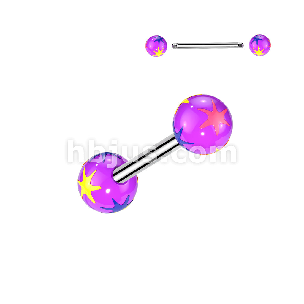 Multi Colored Starburst Acrylic Ball 316L Surgical Steel Barbell - Image 2