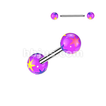 Multi Colored Starburst Acrylic Ball 316L Surgical Steel Barbell - Image 2