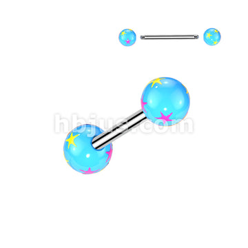 Multi Colored Starburst Acrylic Ball 316L Surgical Steel Barbell - Image 3