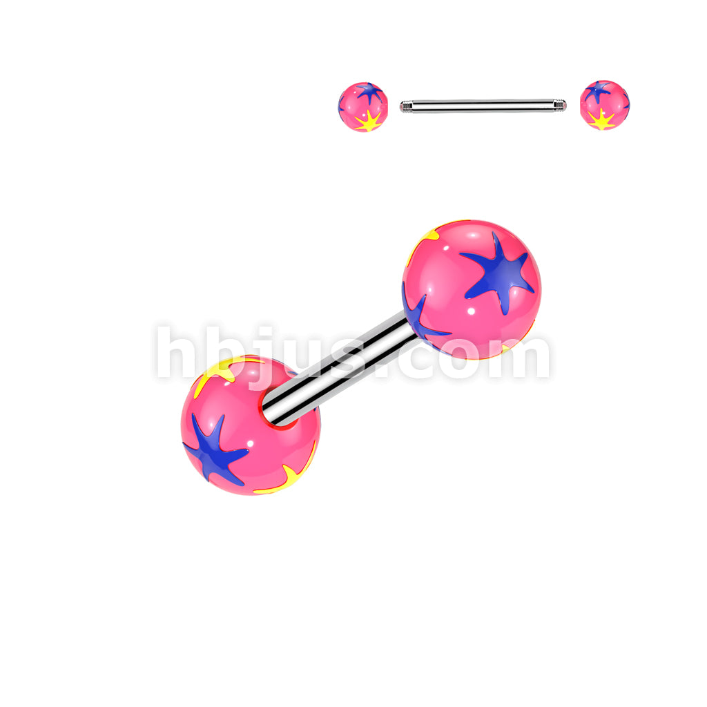 Multi Colored Starburst Acrylic Ball 316L Surgical Steel Barbell - Image 4