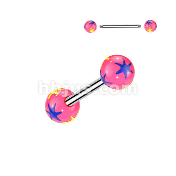 Multi Colored Starburst Acrylic Ball 316L Surgical Steel Barbell - Image 4
