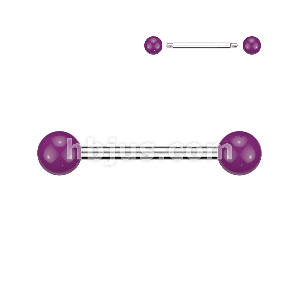 24 Pc Assorted Pack of 316L Surgical Steel Barbells With Solid Colored Acrylic Balls - Image 2