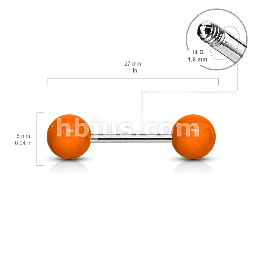 316L Surgical Steel Solid Colored Acrylic Ball 316L Surgical Steel Barbell - Image 10
